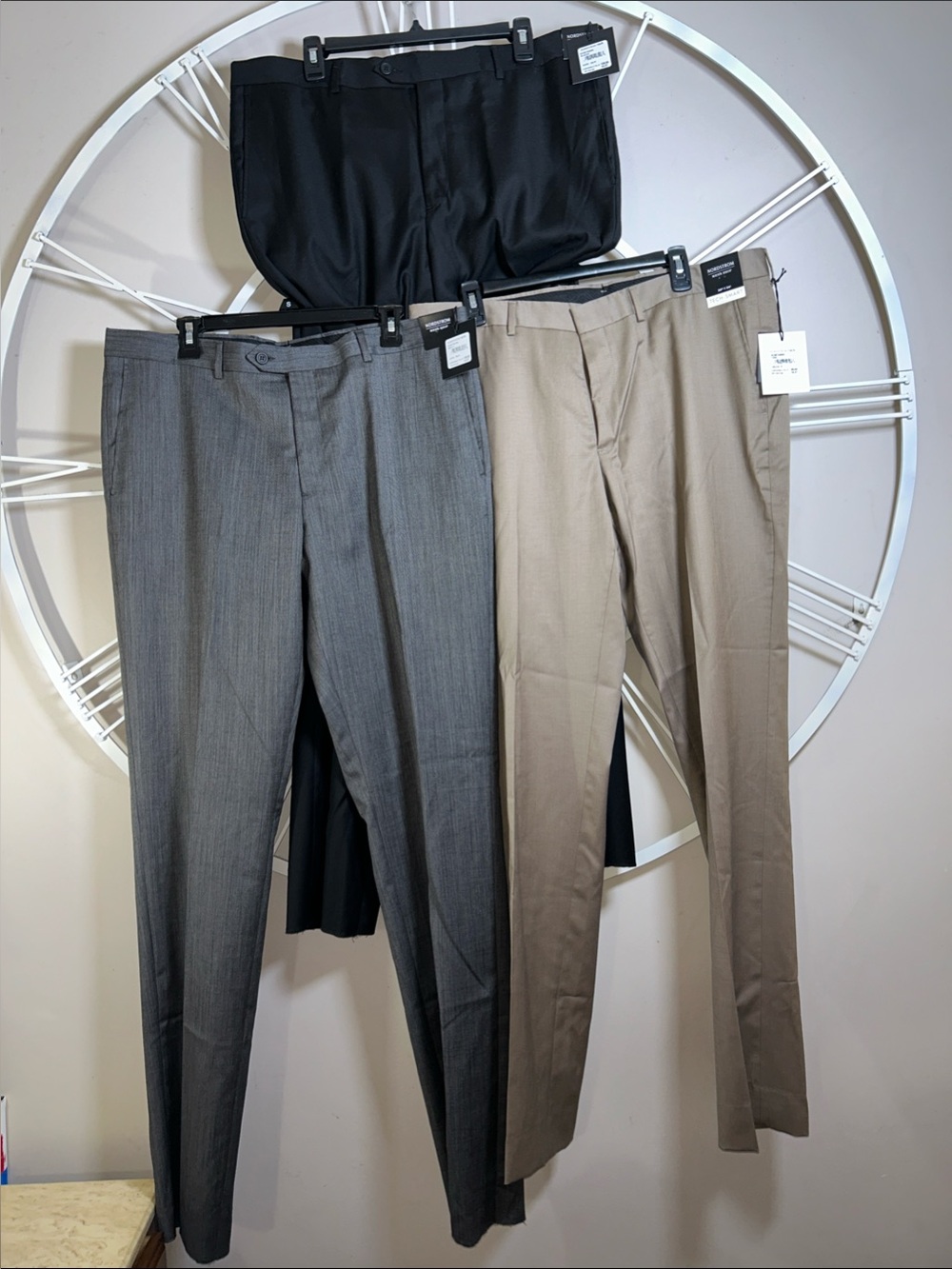 NWT 3x Nordstrom Men's Dress Pants Trio - 2x size 38 Black, Gray & Tan 38x34 - Picture 2 of 16